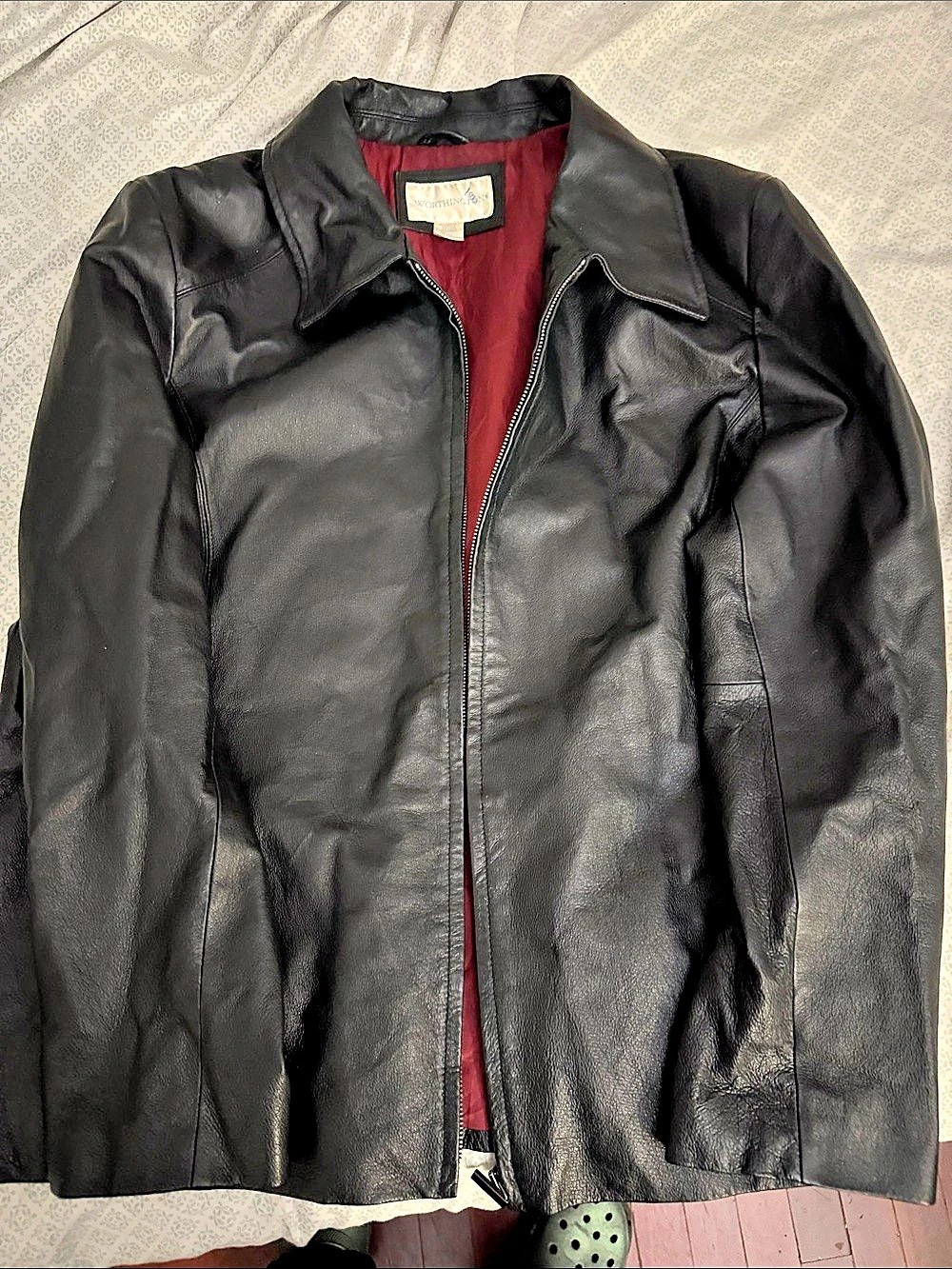 Worthington Women's Leather Jacket in Black & Red